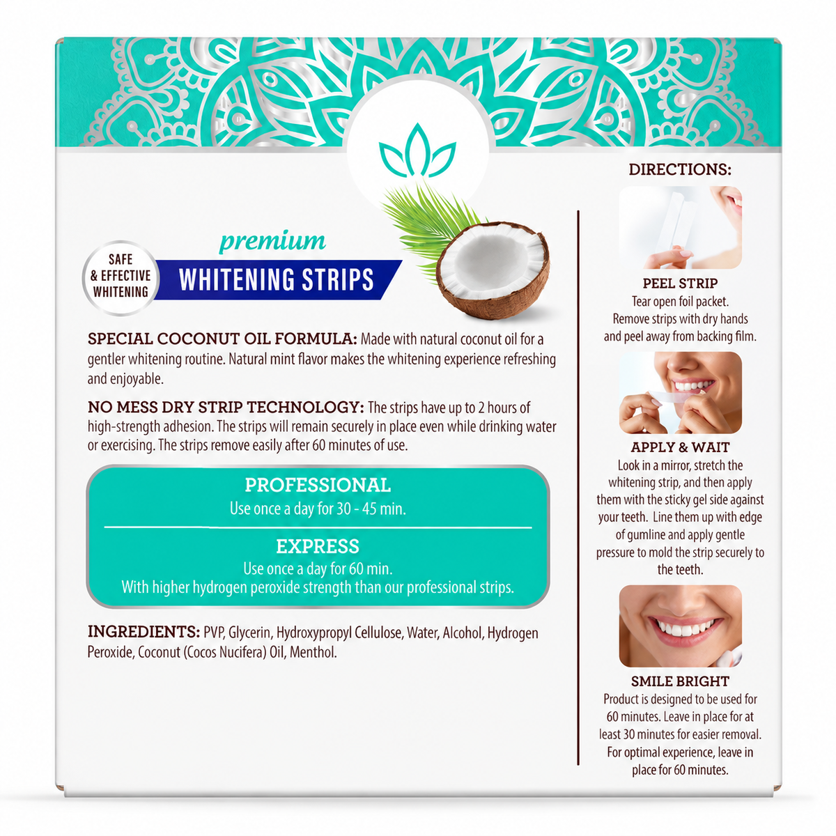 Whitening Strips, 7-day treatment (7 Packets - 2 Strips per pack) - Non-Slip, Dry Strip Technology