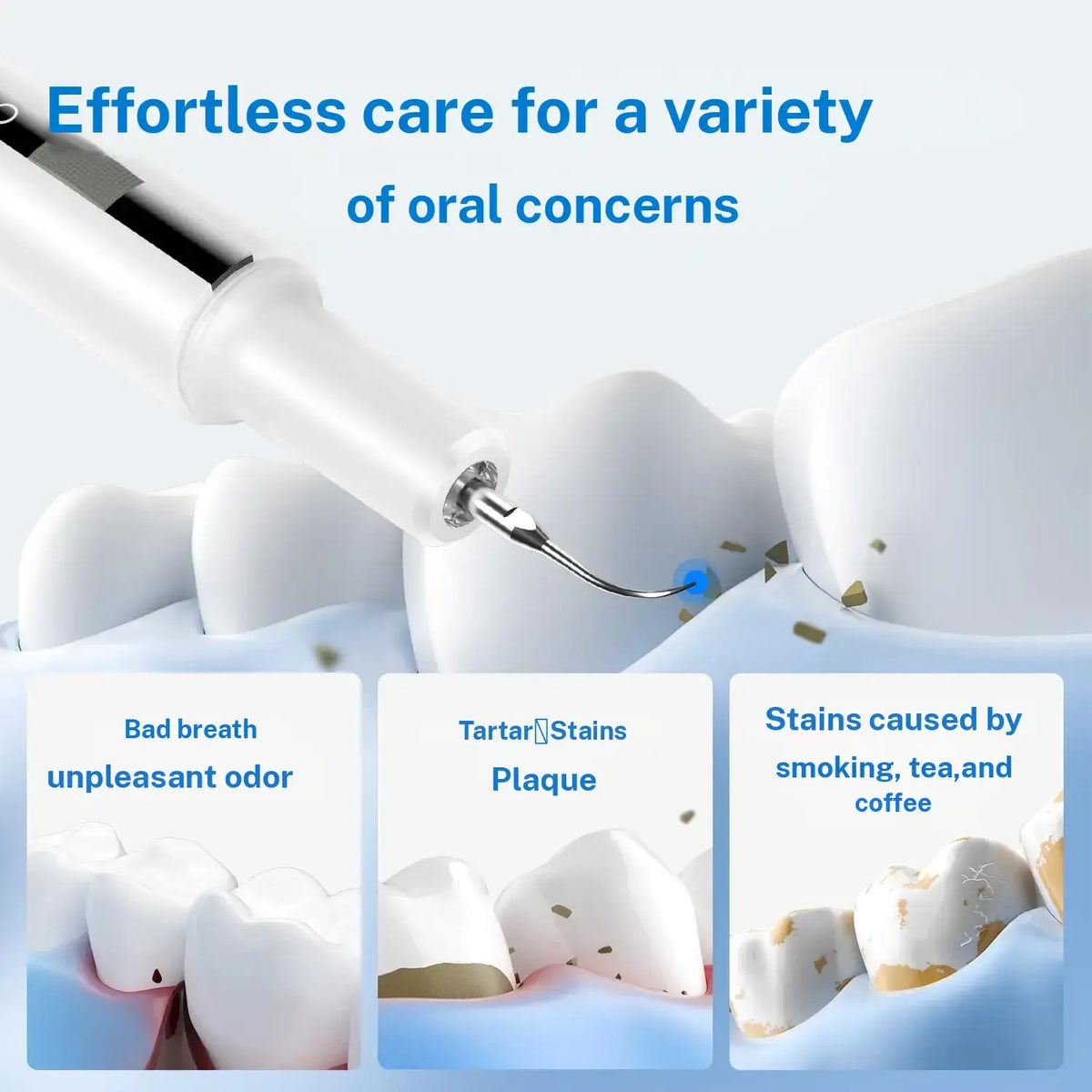 Cordless Teeth Cleaner Plaque Remover - Rechargeable Electronic Toothbrushes Teeth Cleaning Machine, 5 Modes, 4 Heads, USB-C UV Light, IPX6 Waterproof, 3H Charge, 90-Day Battery, LED Light, Adjustable for Home/Travel