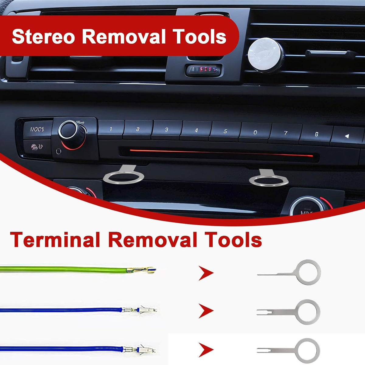 24Pcs Trim Removal Tool Set with Pick & Clip Removal Tool - Red