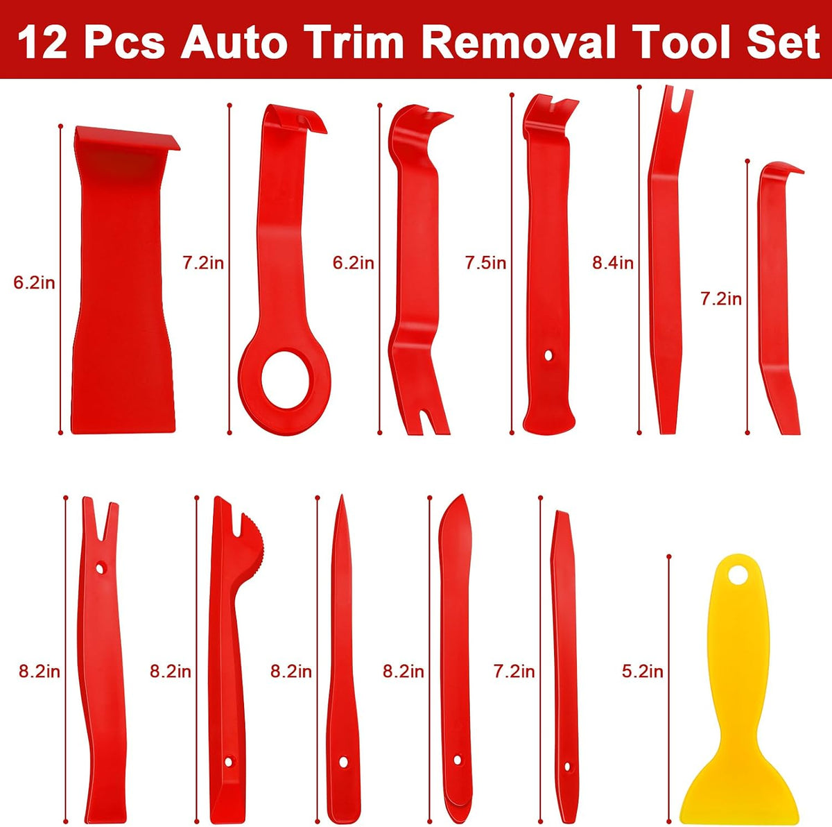 24Pcs Trim Removal Tool Set with Pick & Clip Removal Tool - Red