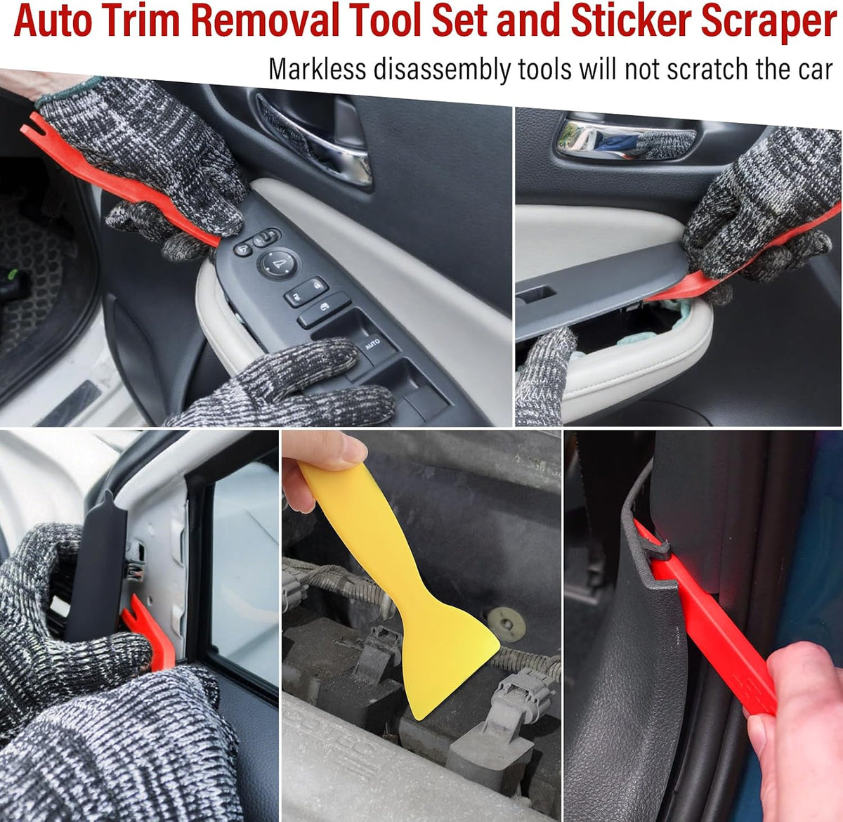 24Pcs Trim Removal Tool Set with Pick & Clip Removal Tool - Red