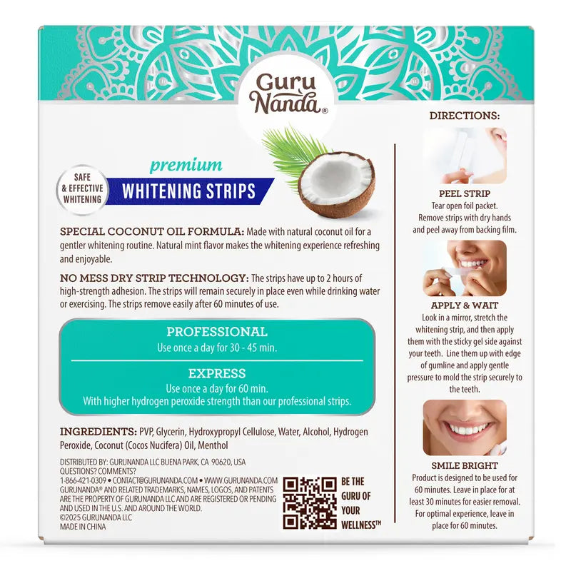 Whitening Strips, 7-day treatment (7 Packets - 2 Strips per pack) - Non-Slip, Dry Strip Technology